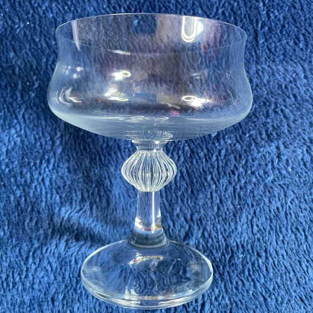 Crystal Sherbet Glasses with Ribbed Ball Stem Unknown Mfg. (Qty 5)